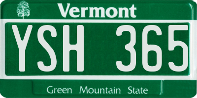 VT license plate YSH365