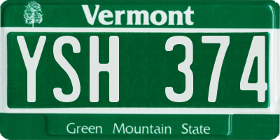 VT license plate YSH374