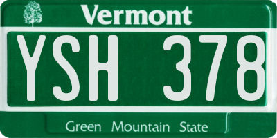 VT license plate YSH378