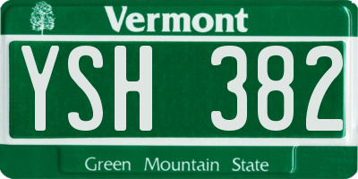 VT license plate YSH382