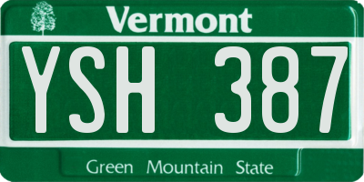 VT license plate YSH387
