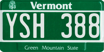 VT license plate YSH388