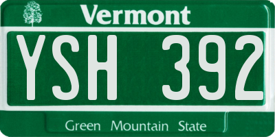 VT license plate YSH392