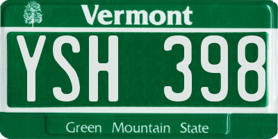 VT license plate YSH398
