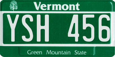 VT license plate YSH456