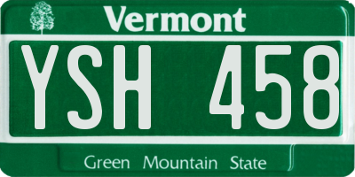 VT license plate YSH458
