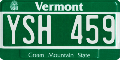 VT license plate YSH459