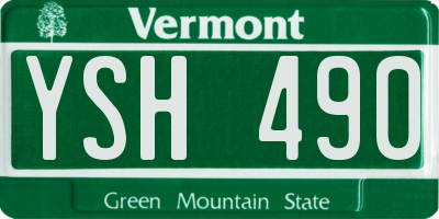 VT license plate YSH490