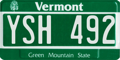 VT license plate YSH492