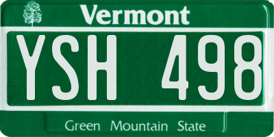 VT license plate YSH498