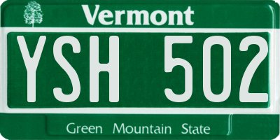 VT license plate YSH502