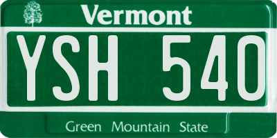 VT license plate YSH540