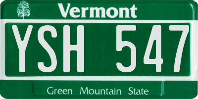 VT license plate YSH547