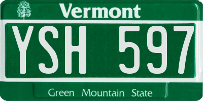 VT license plate YSH597