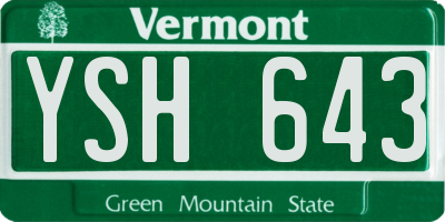 VT license plate YSH643