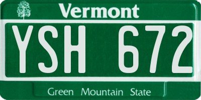 VT license plate YSH672