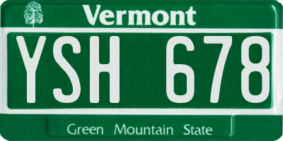 VT license plate YSH678