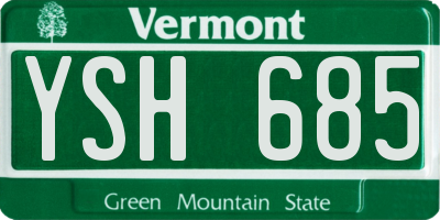 VT license plate YSH685