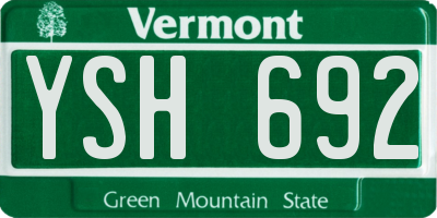 VT license plate YSH692