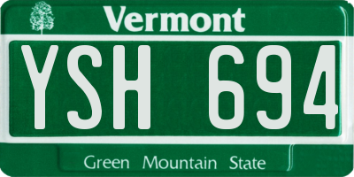VT license plate YSH694