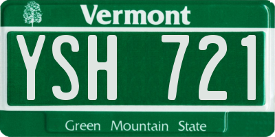 VT license plate YSH721