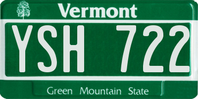 VT license plate YSH722
