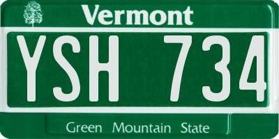 VT license plate YSH734