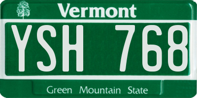 VT license plate YSH768