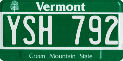 VT license plate YSH792