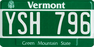 VT license plate YSH796