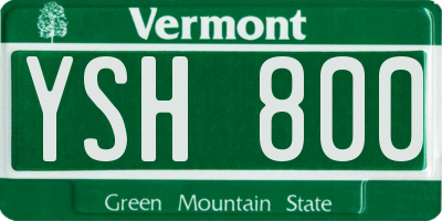 VT license plate YSH800