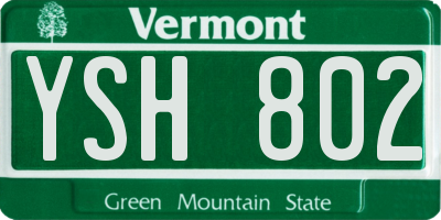 VT license plate YSH802