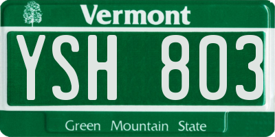 VT license plate YSH803