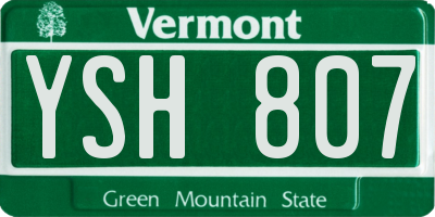 VT license plate YSH807