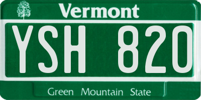 VT license plate YSH820