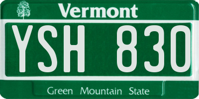 VT license plate YSH830
