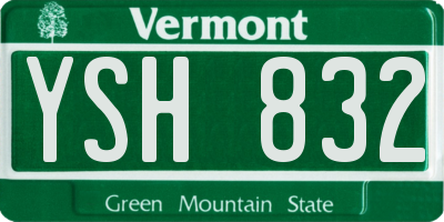 VT license plate YSH832