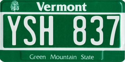VT license plate YSH837