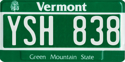 VT license plate YSH838