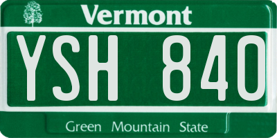 VT license plate YSH840