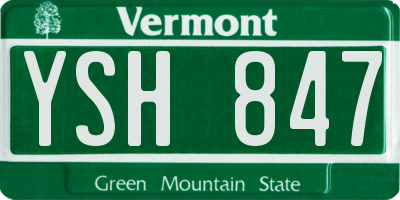 VT license plate YSH847