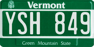 VT license plate YSH849