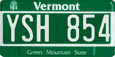 VT license plate YSH854