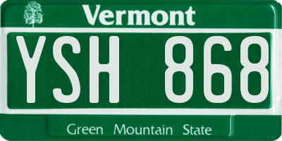 VT license plate YSH868