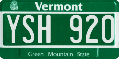 VT license plate YSH920