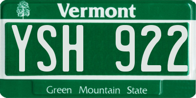 VT license plate YSH922