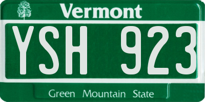 VT license plate YSH923