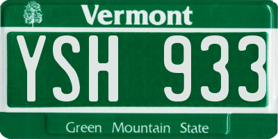 VT license plate YSH933