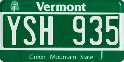 VT license plate YSH935