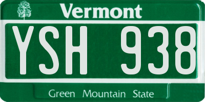 VT license plate YSH938